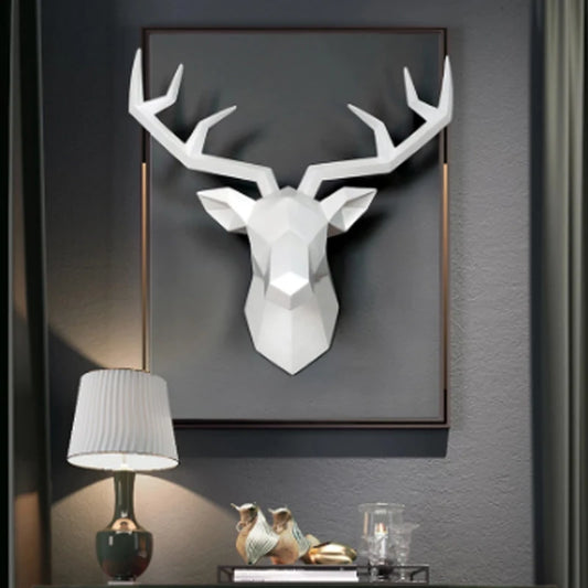 Home Decoration Accessories,3D Deer Head,Statue,Sculpture,Wall Decor,Animal Figurine Miniature,Modern,Living Room,Decorative Art