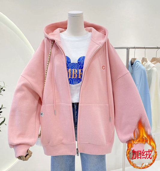 Spring and Autumn Western Style Fashion Hooded Zip Cardigan Jacket