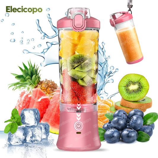Elecicopo Portable Blender Colorful mini Personal Size Blender 600ML Shakes and Smoothies with 6 Blades for Kitchen Home Travel