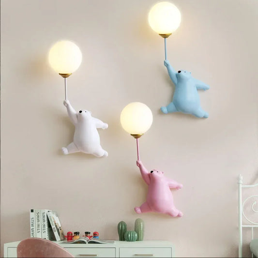 Cartoon Polar Bear LED Sconce Wall Light Creative Indoor Lighting G9 Bulb Led Bedside Atmosphere Lamp Kid Children Bedroom Decor