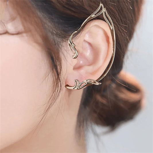 Simple Elf Earrings for Women Lovely Cat Contour Ear Shaped Pendant Clip Earrings Jewelry Accessories Party Gifts 2023 Trend