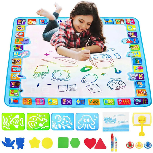 Coolplay Magic Water Drawing Mat Coloring Doodle Mat with Magic Pens Montessori Toys Painting Board Educational Toys for Kids