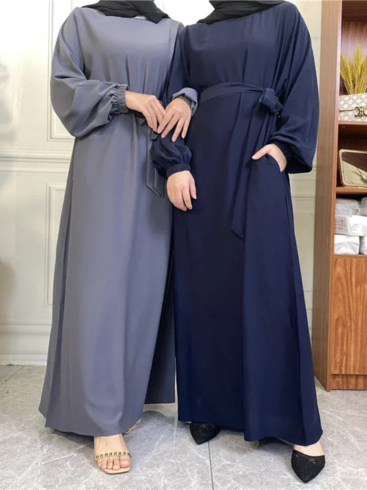 Plain Abaya Dubai Muslim Hijab Dress Elastic Sleeve Basic Closed Abayas for Women Turkey Ramadan Islamic Clothing Kaftan Robe