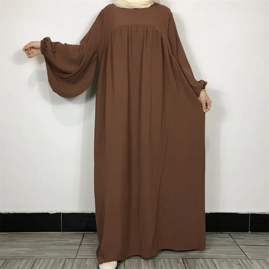 Crepe Prayer Dress New Elegant Modern Maxi Dress High Quality EID Ramadan Modest Abaya Elastic Cuff Islam Women Muslim Clothing