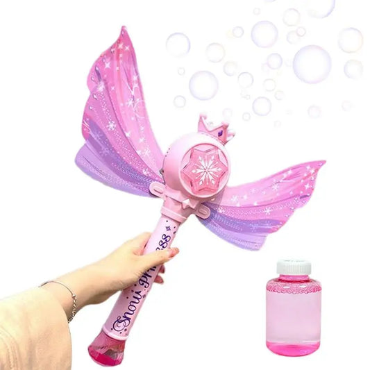 Blower Bubble Wand Handheld Automatic Bubble Toy For Girls Snow Princess Bubble Wand Music Bubble Toy with Light Fairy Wand
