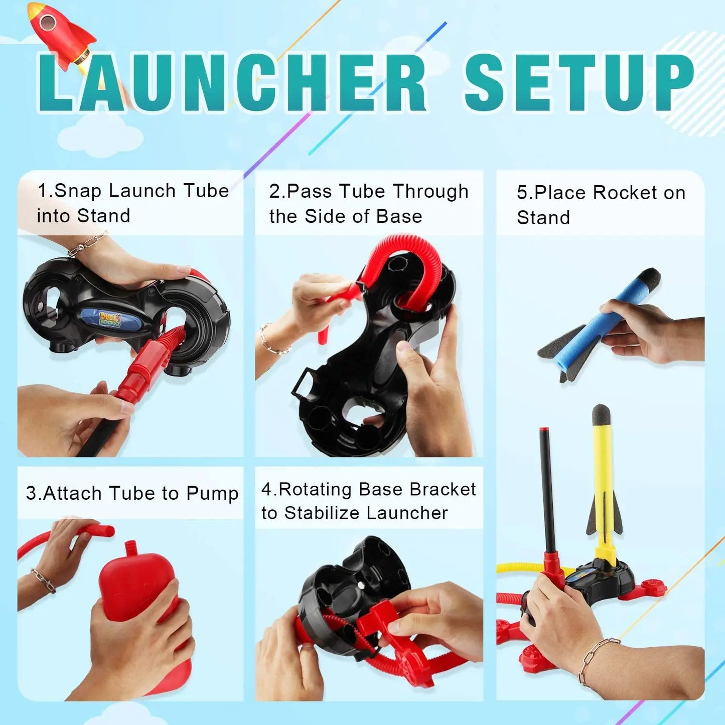 Outdoor Toy Rocket Launcher for Kids Dueling Outdoor Games for Child Stomp Launch Pad  Steam Gift for Boys and Girl Foam Rocket